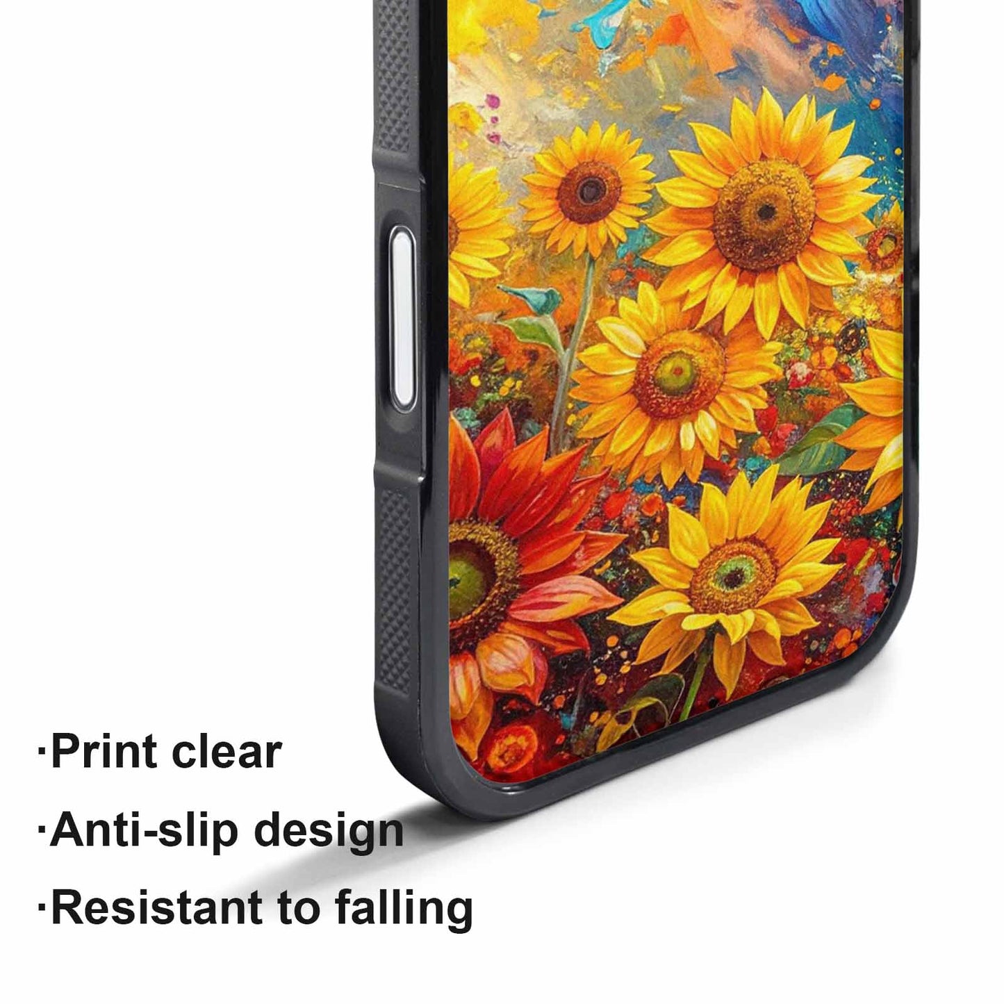 iPhone 17 Pro Max Case — Impressionist Sunflower Brushstroke Pattern Floral, Custom Print Case Cover