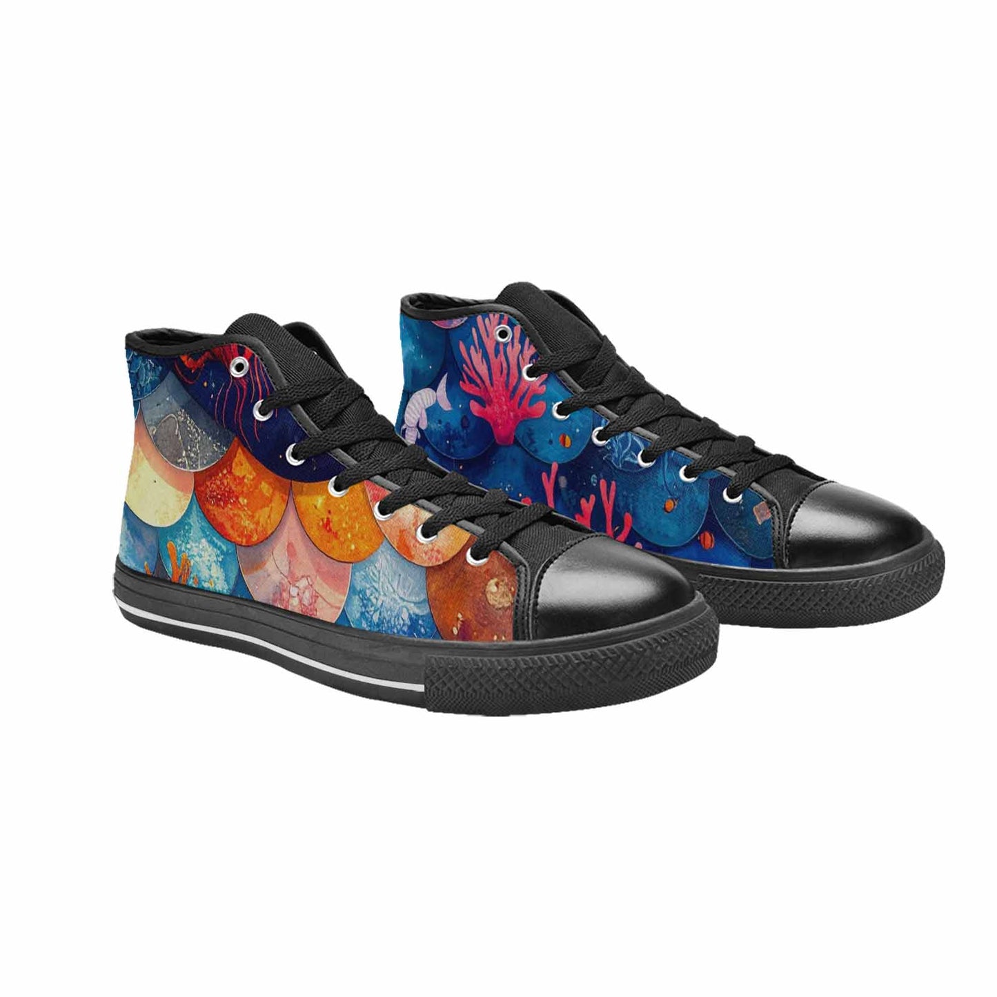 MEN'S Fish Scale Coral High Top Canvas Y2K Custom Sneakers