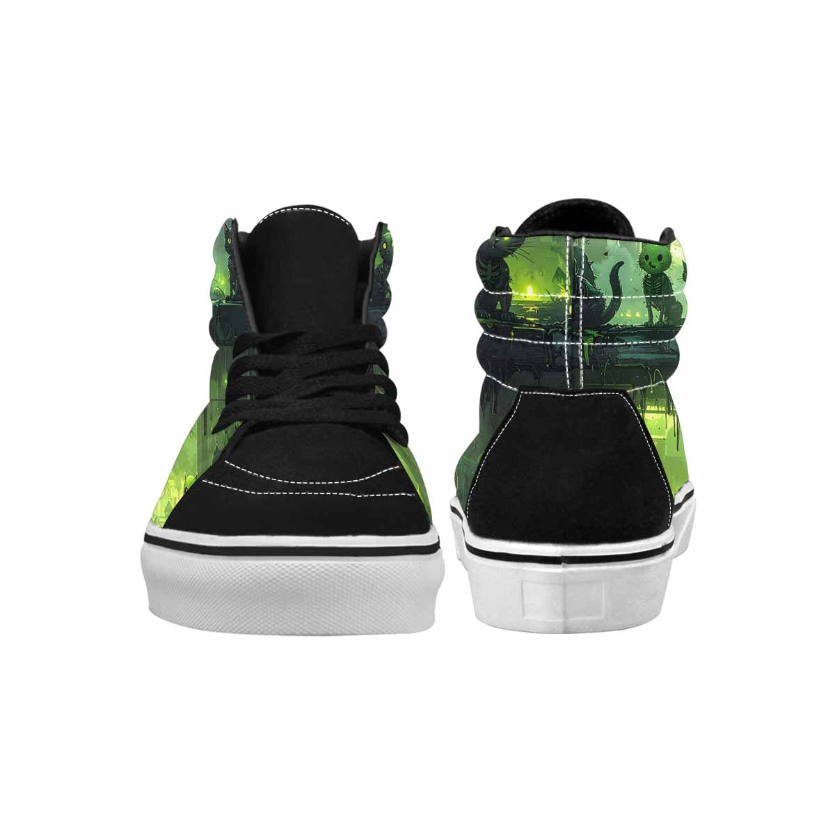 MEN'S Toxic Melting Skeleton Cats High Top Canvas Surreal Custom Shoes