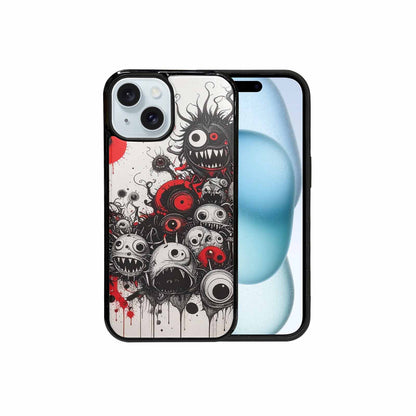 iPhone 15 Case — Multi Eye Monster Black Red Ink, Custom Designed Case Cover