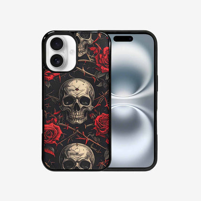 iPhone 16 Case — Gothic Skulls Roses, Unique Phone Case Design
