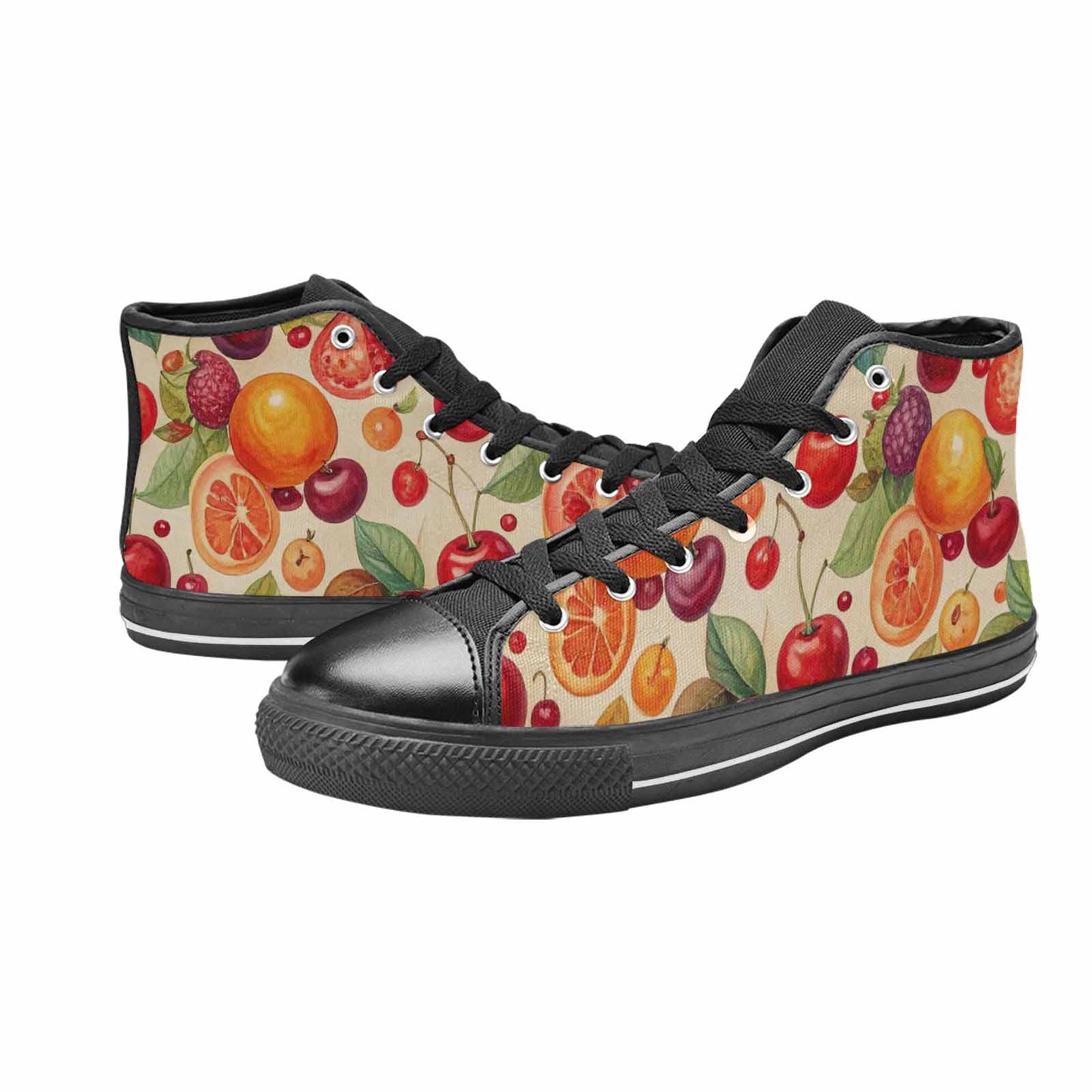MEN'S Cherry Fruit Print High Top Canvas Wallpaper Art Shoes