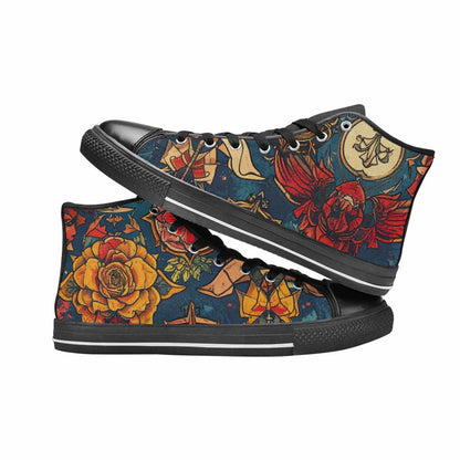 MEN'S Old School Tattoo High Top Canvas Neon Fantasy Shoes