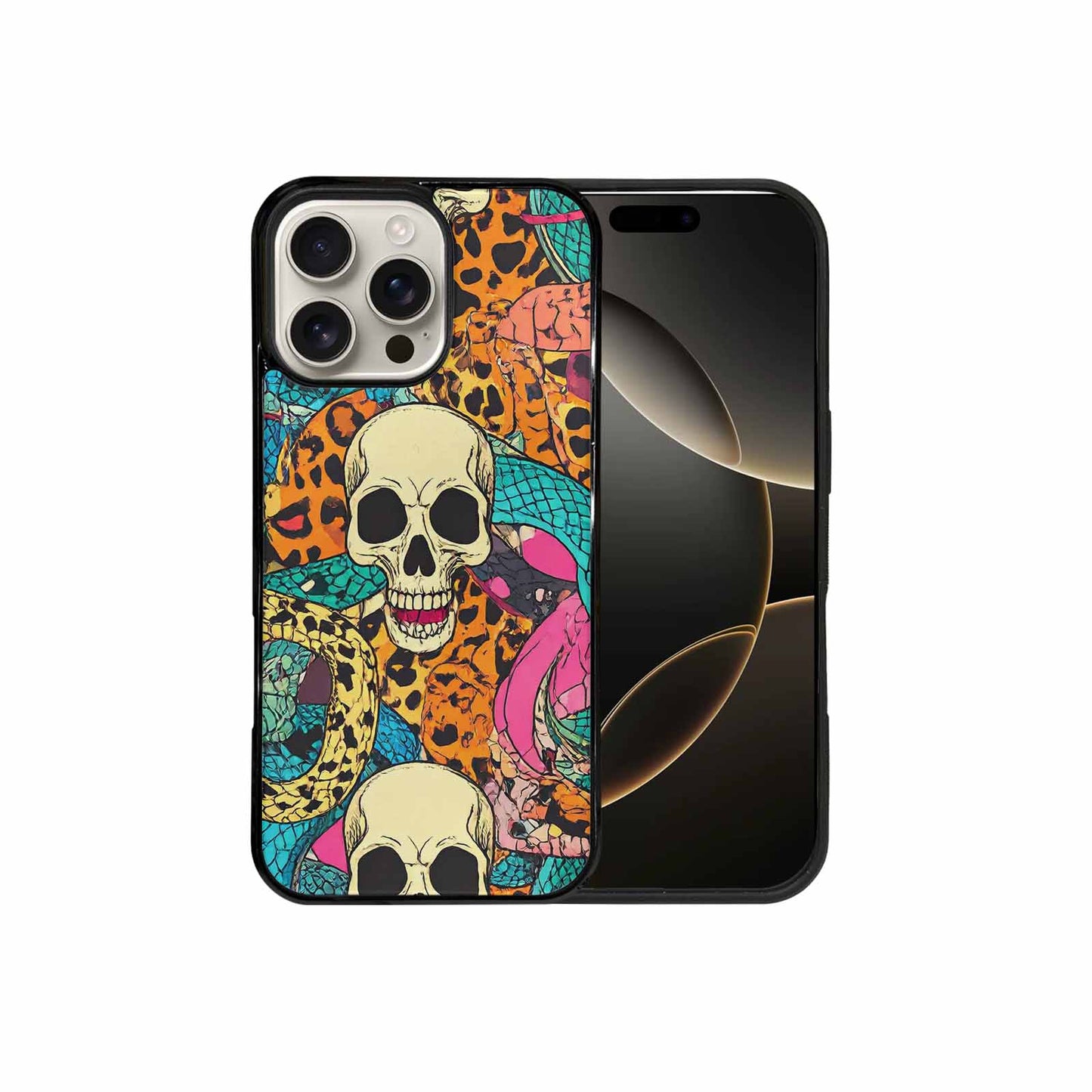 iPhone 16 Pro Max Case — Snake Print Skull Custom, Custom Printed Phone Case