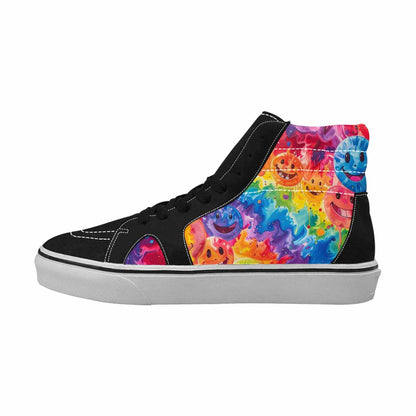 MEN'S Smiley Facessmiley Faces  High Top Canvas Vibrant Chaos Custom Sneakers