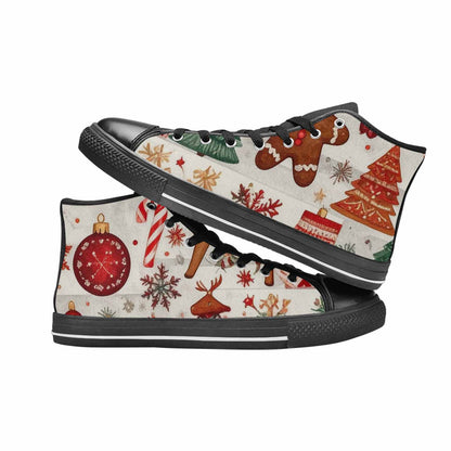 MEN'S Christmas Holly Snowflake High Top Canvas Dreamcore Sneakers