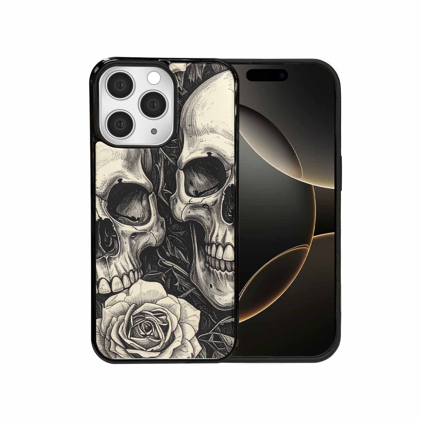 iPhone 15 Pro Max Case — 20 Skulls Overlapping Seamless Tileable Pattern, Custom Made Phone Cover