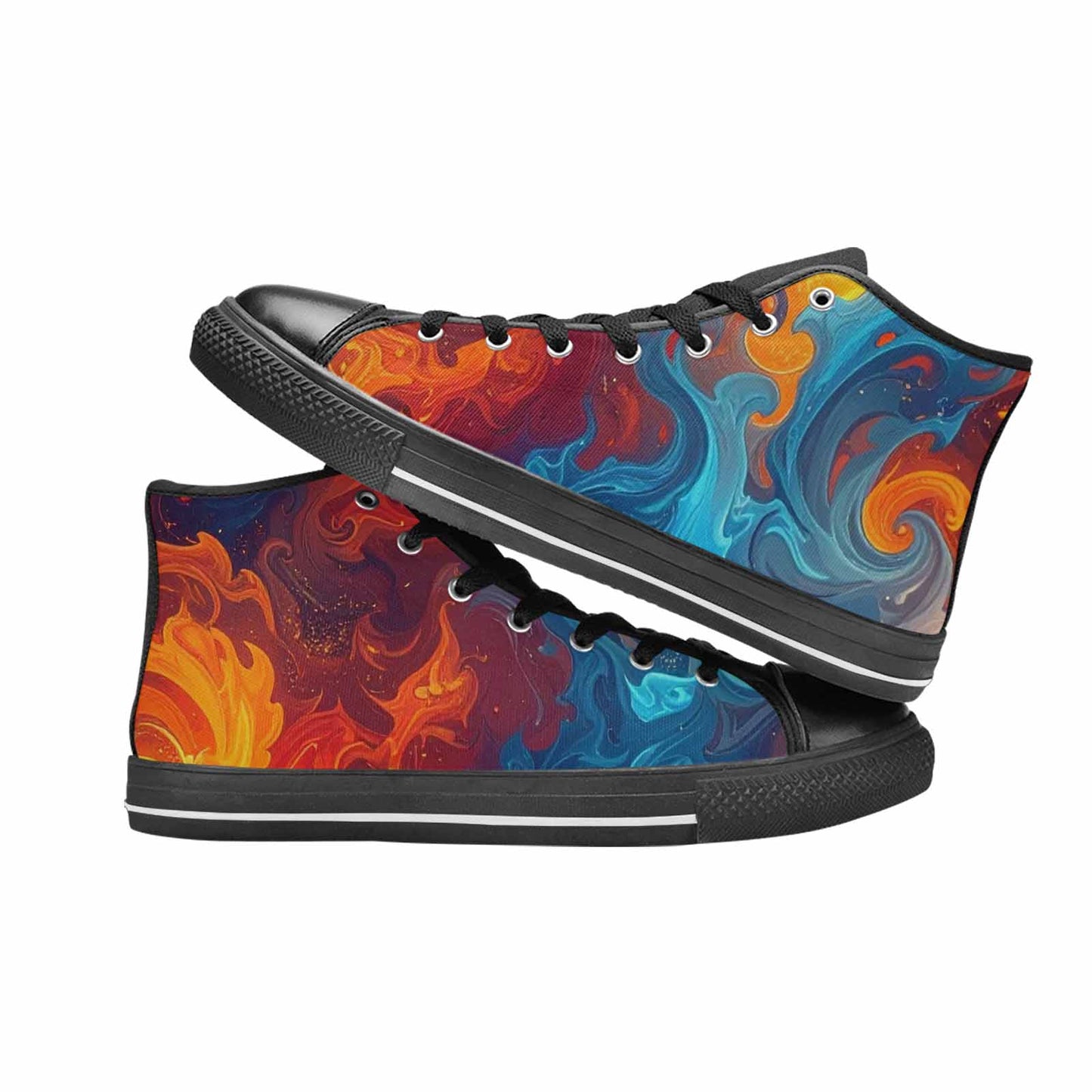 WOMEN'S Fire Flame High Top Canvas Dark Academia Custom Sneakers