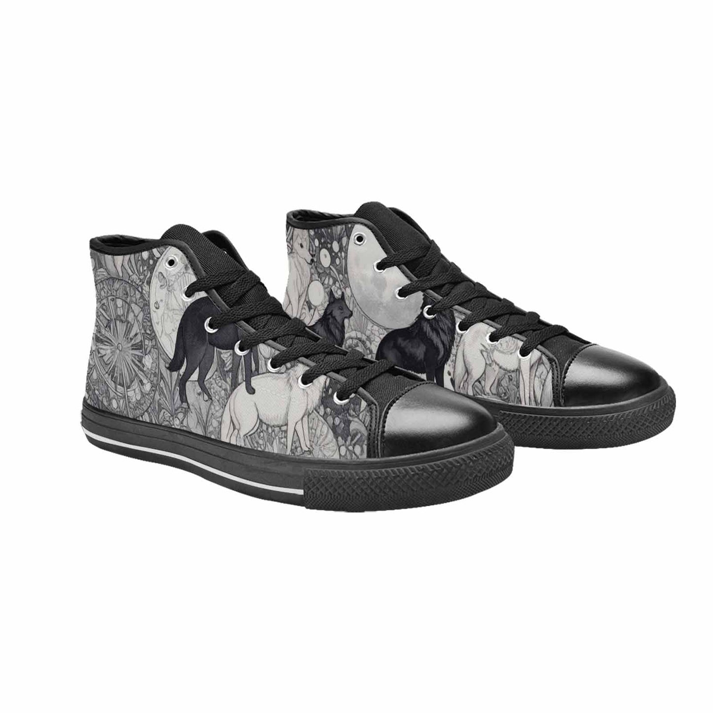 WOMEN'S Wolves Everywhere Collage High Top Canvas Aesthetic Sneakers
