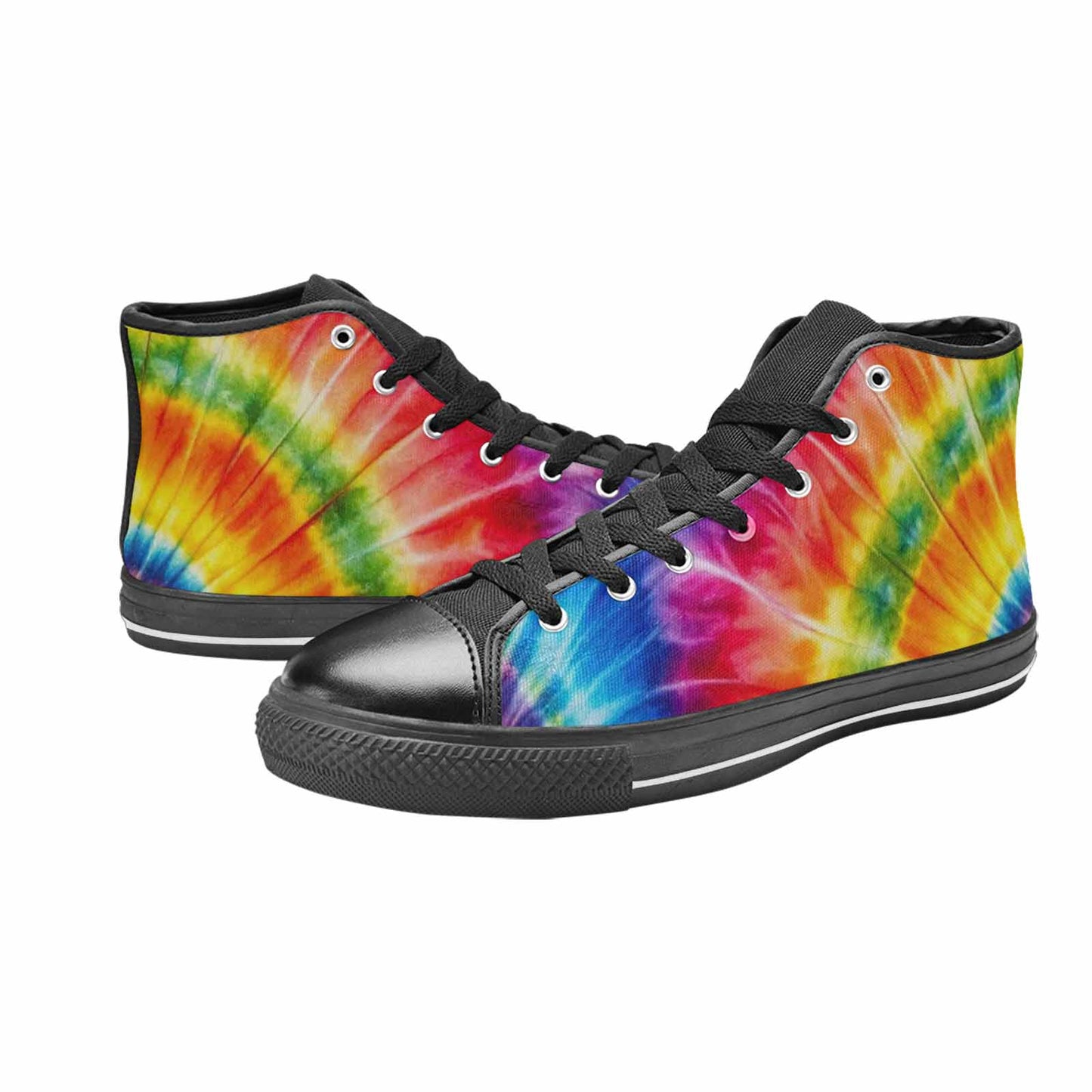 WOMEN'S Tie Dye Rainbow Spiral High Top Canvas Surreal Shoes
