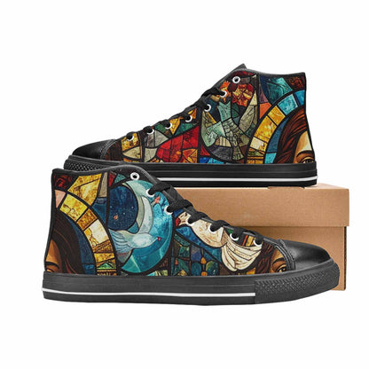 WOMEN'S Jesus Face Small High Top Canvas Vivid Custom Shoes