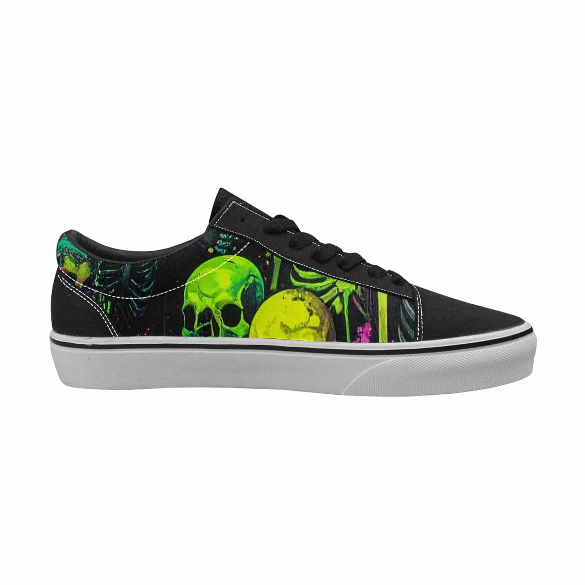 WOMEN'S Skeletons × Neon Green Lace-Up Canvas Grunge Shoes