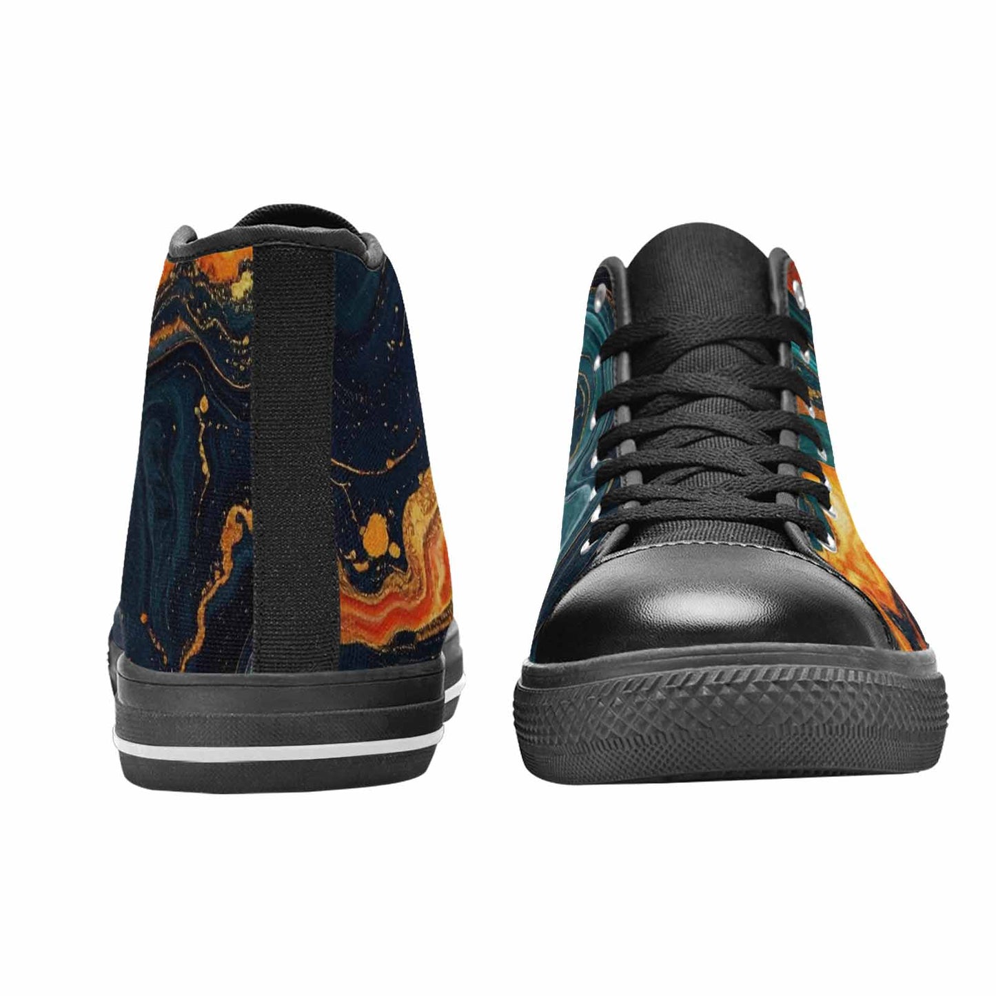 WOMEN'S Marble Dark High Top Canvas Dark Academia Shoes
