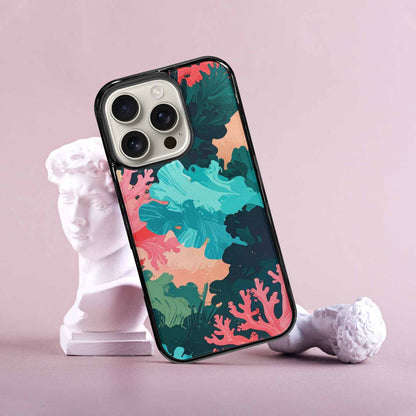 iPhone 16 Pro Case — Camo Coral Turquoise, Custom Made Phone Cover