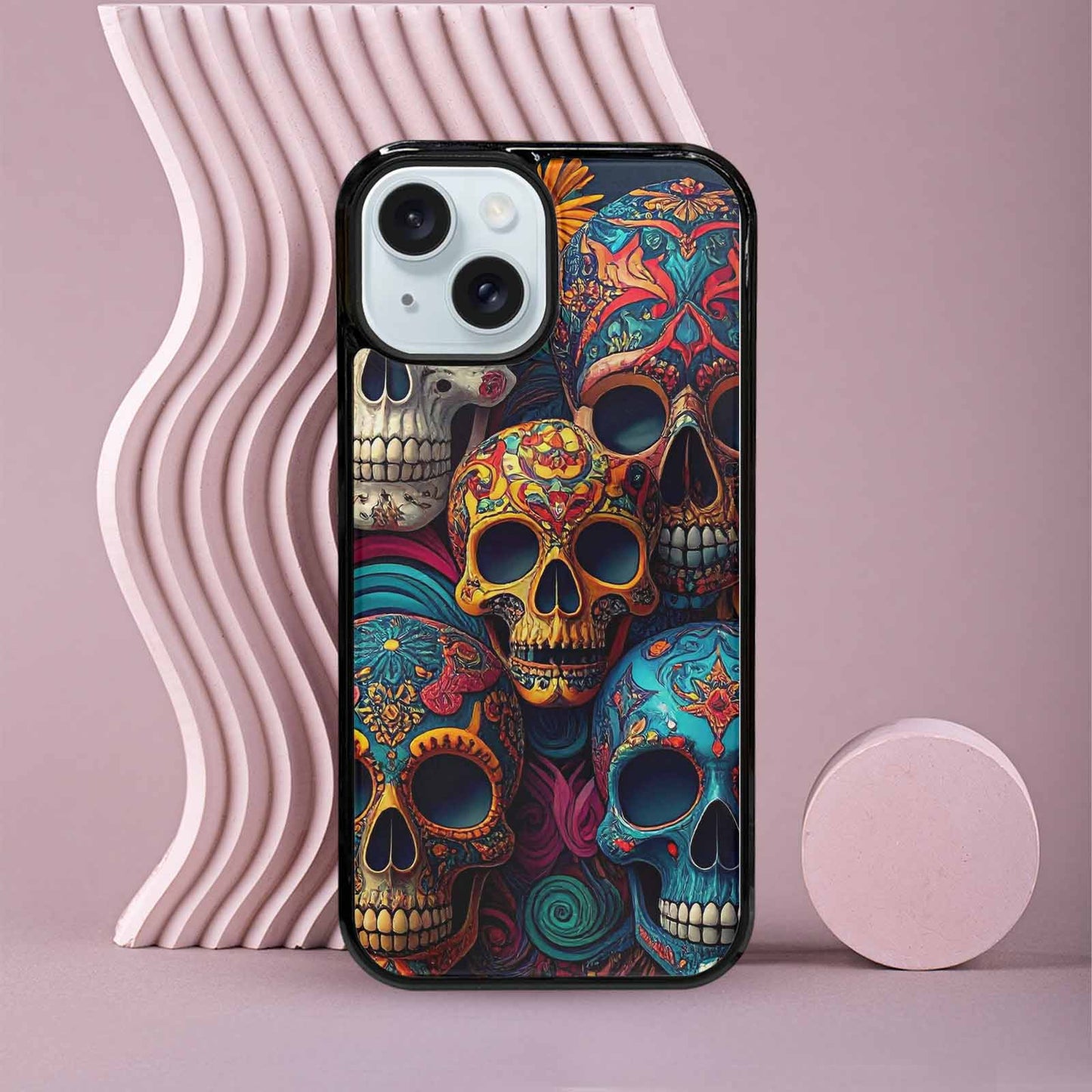 iPhone 15 Case — Skull Waves, Custom Phone Case
