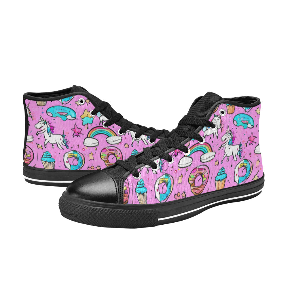 WOMEN'S Abstract Unicorn Art High Top Canvas Vibrant Chaos Shoes