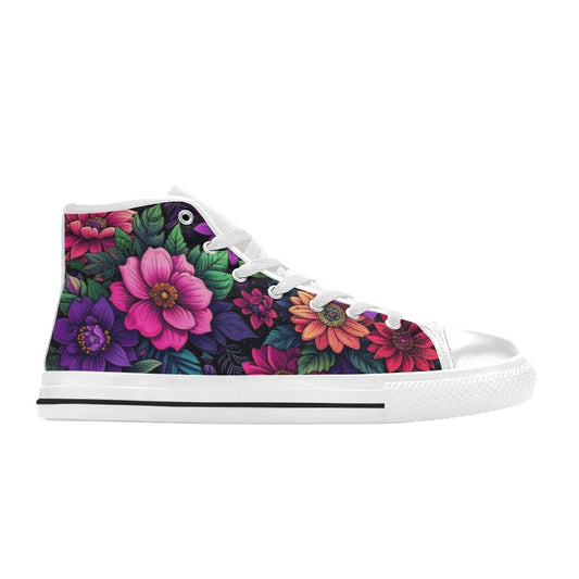 MEN'S Trippy Floral Chaos High Top Canvas Wallpaper Art Custom Shoes