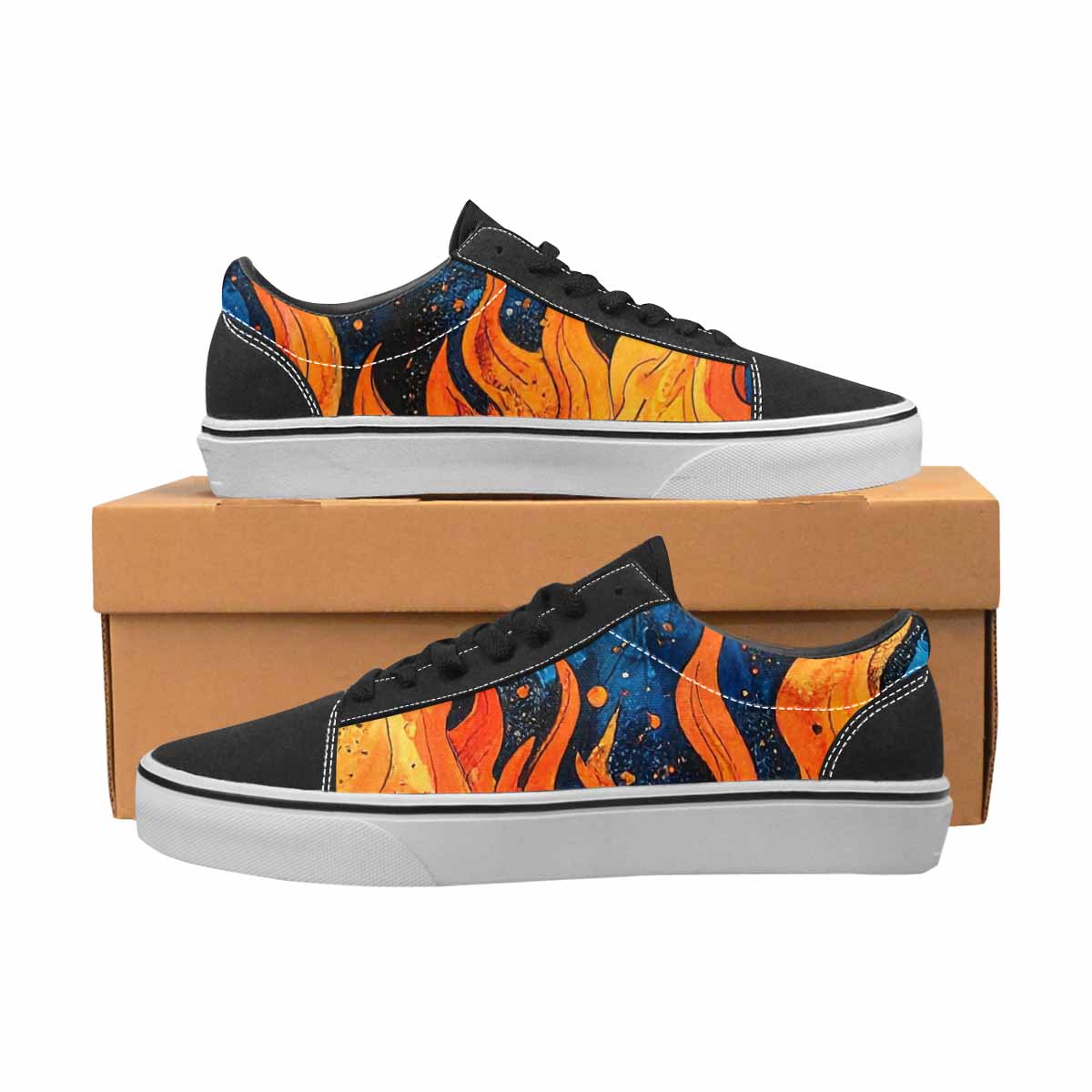 WOMEN'S Flame Burst Lace-Up Canvas Kaleidoscope Custom Sneakers