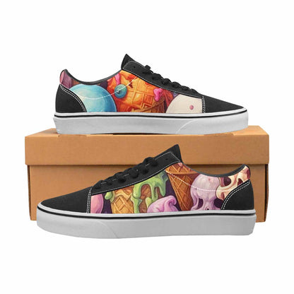 WOMEN'S Ice Cream Monsters  Lace-Up Canvas Melting Art Sneakers