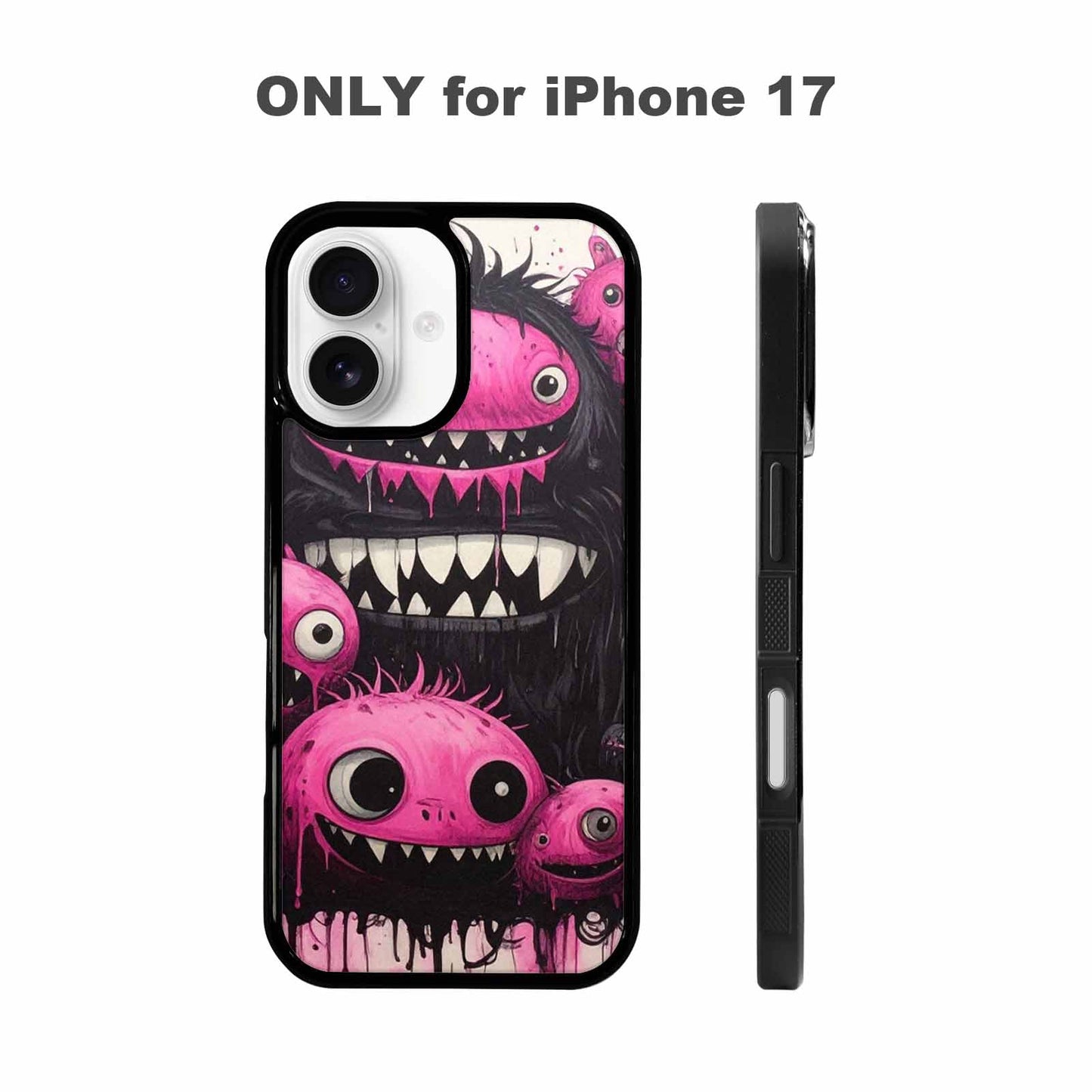 iPhone 17 Case — Black &amp; Pink Ink Cartoon Cute, Custom Designed Case Cover