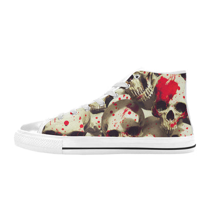 WOMEN'S Splatter Skulls 2 High Top Canvas Cottagecore Shoes
