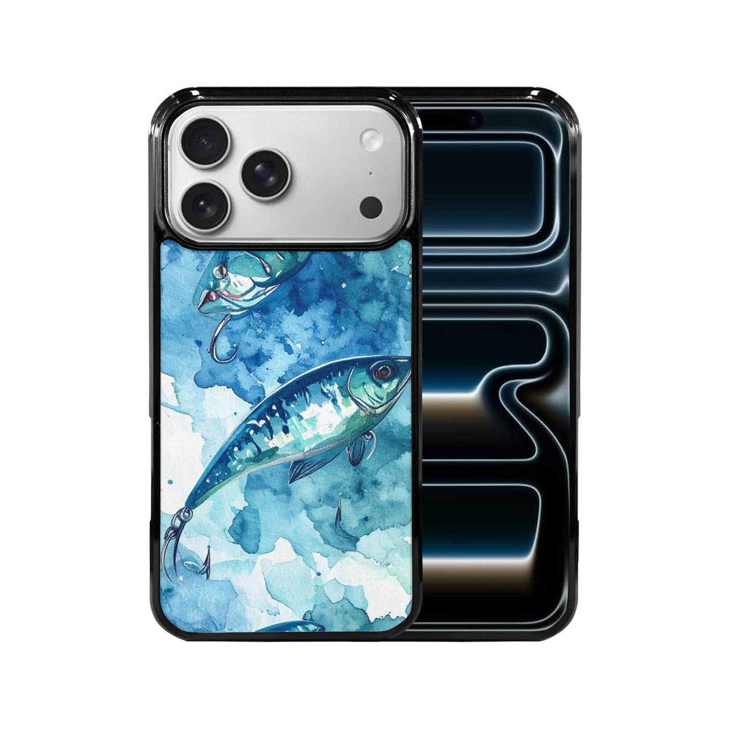 iPhone 17 Pro Max Case — Fishing Lure And Hook Watercolor Abstract, Original Design Phone Case