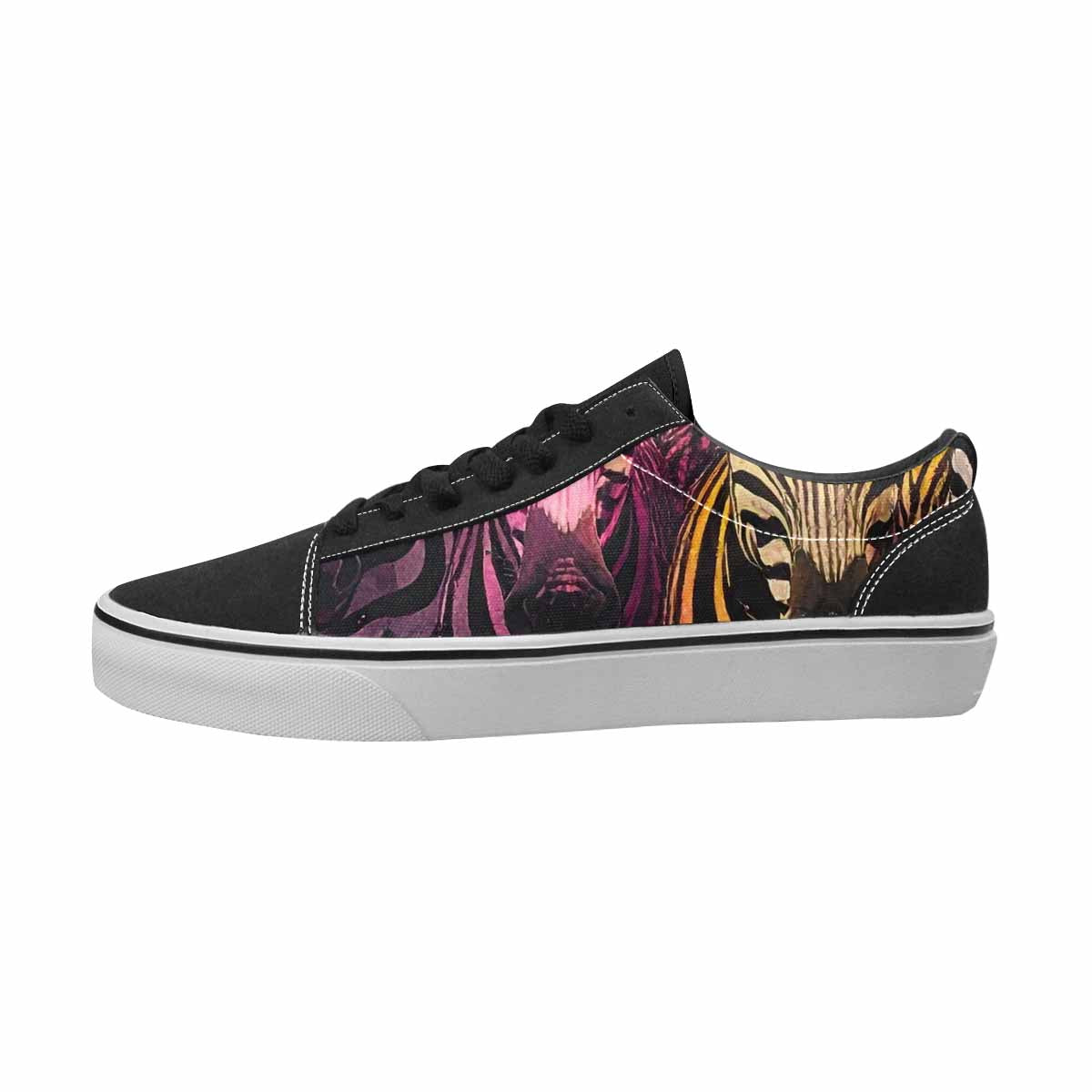 WOMEN'S Zebra Black & Pink Ink Canvas Made To Order Neon Fantasy All Over Print Shoes