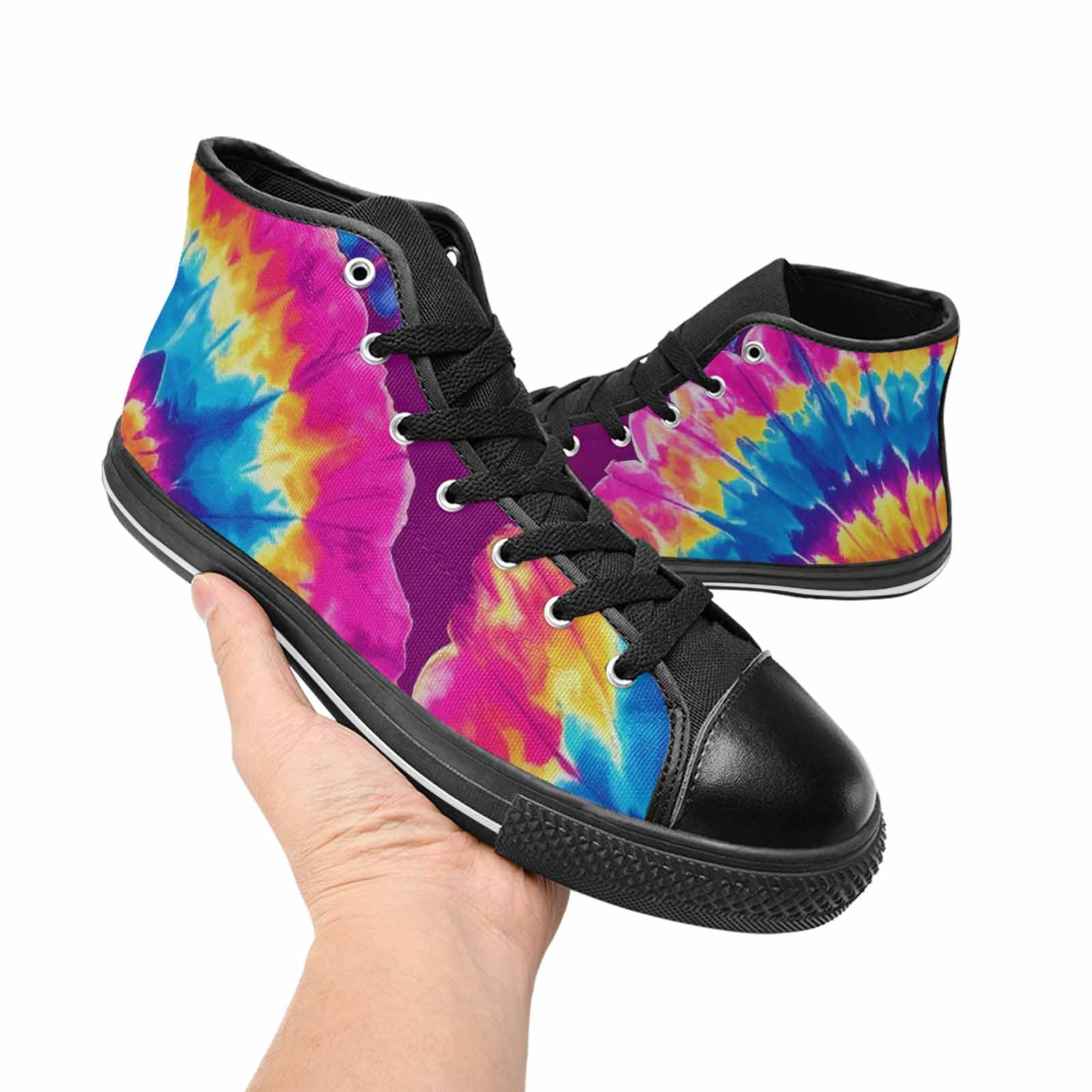 WOMEN'S Tie Dye Original High Top Canvas Neon Fantasy Custom Shoes