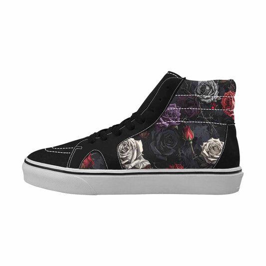MEN'S Black Gothic Rose High Top Canvas Dark Academia Custom Shoes