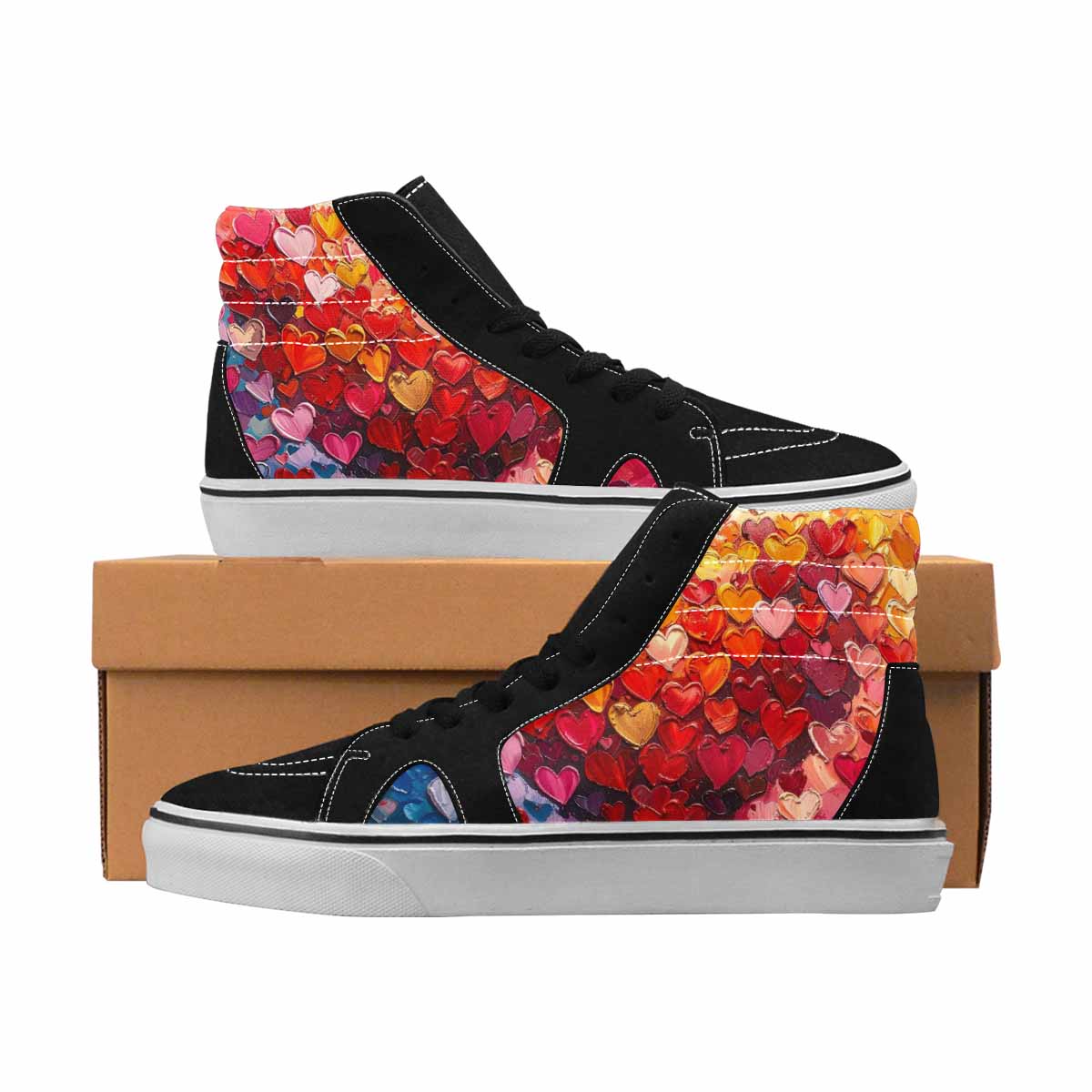 MEN'S Hearts Full Color High Top Canvas Original Design Dark Academia Custom Print Sneakers