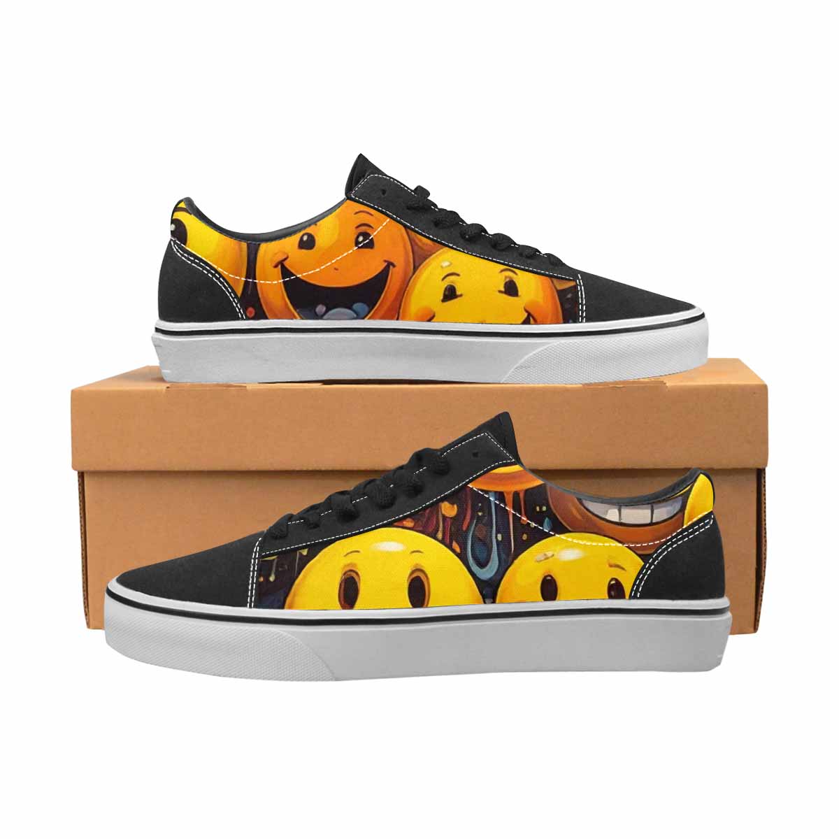 WOMEN'S Melting Moon Smiley — Lace-Up Canvas Dreamlike Custom Shoes