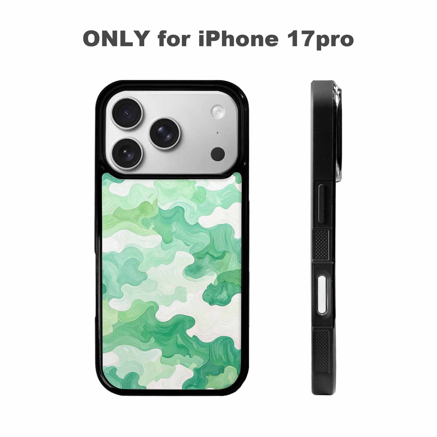 iPhone 17 Pro Case — Camo Mint Green White Camo, Custom Printed Phone Case