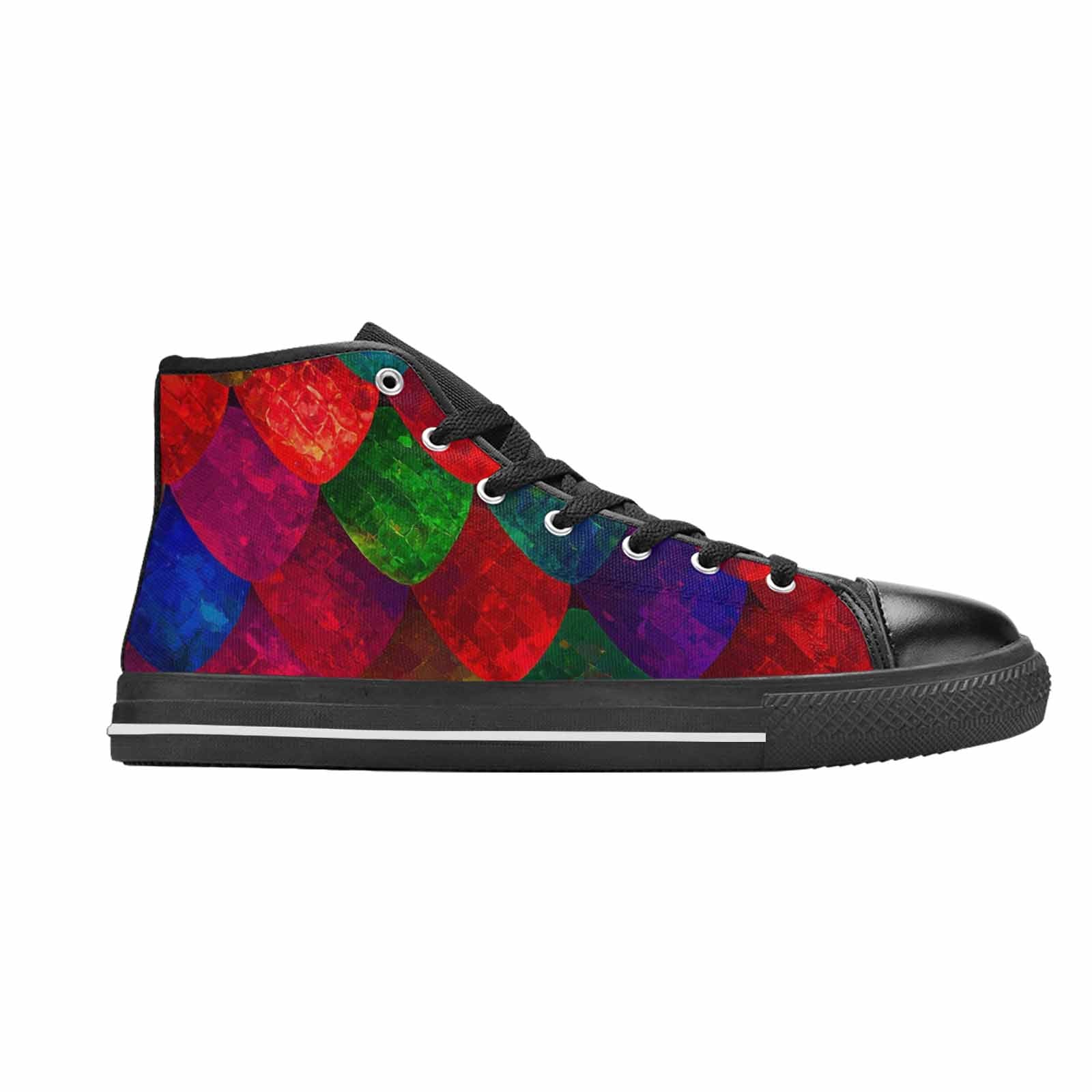 WOMEN'S Dark Snake Print High Top Canvas Neon Fantasy Custom Sneakers