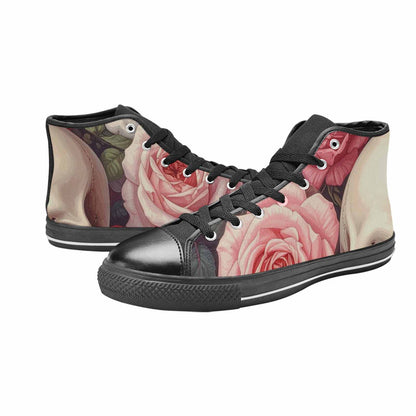 WOMEN'S Skulls Roses Soft Airbrush High Top Canvas Vibrant Chaos Custom Shoes