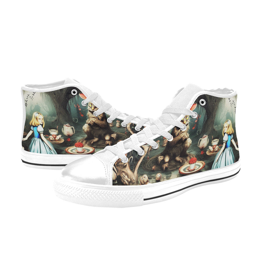 WOMEN'S Creepy World Wonderland High Top Canvas Vibrant Chaos Custom Shoes