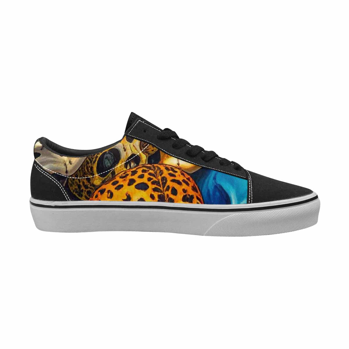 WOMEN'S Skulls Lace-Up Canvas Melting Art Custom Sneakers