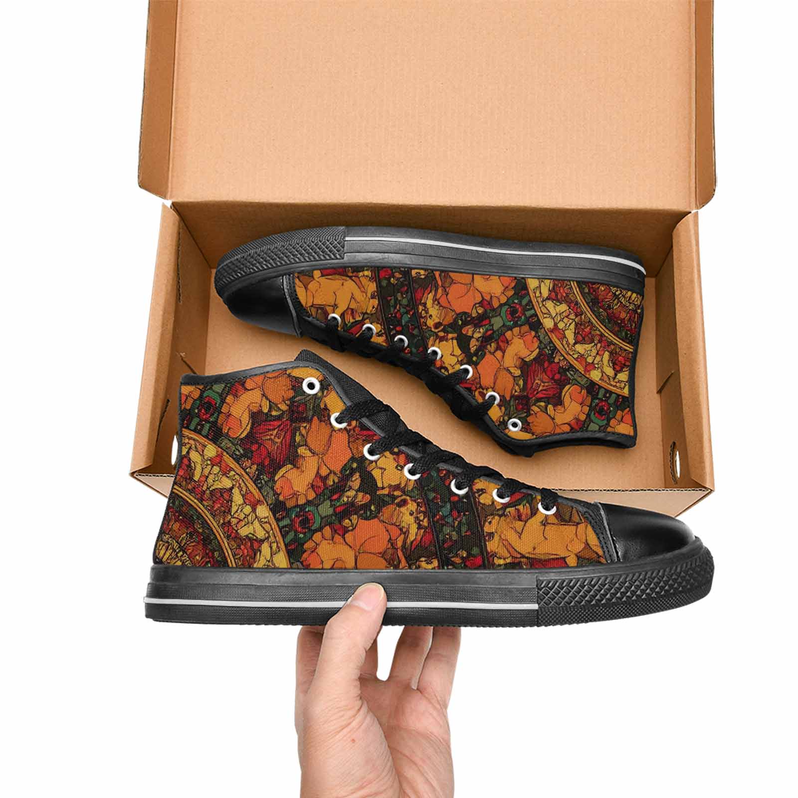 WOMEN'S Mandala Lions High Top Canvas Aesthetic Custom Sneakers