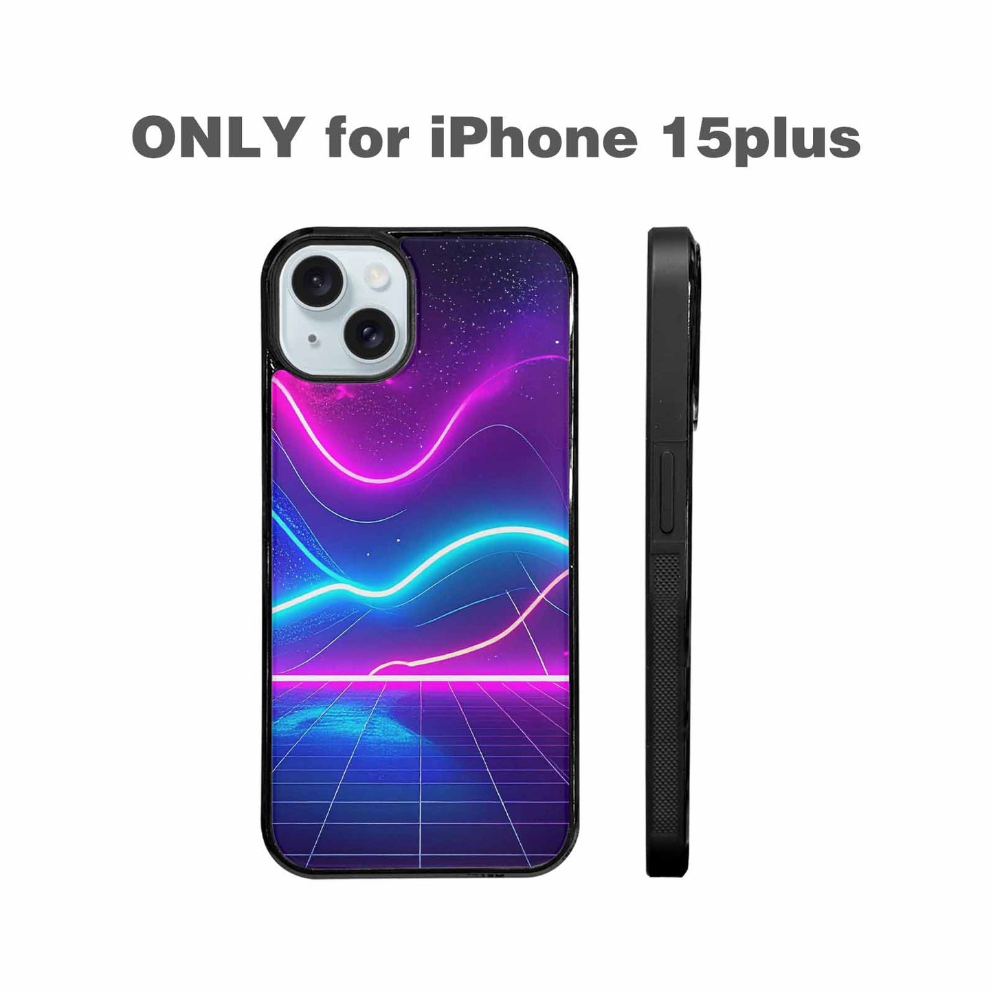 iPhone 15 Plus Case — 1980s Neon Cartoon Art Pattern, Unique Phone Case Design