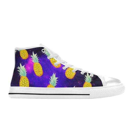 WOMEN'S Galaxy Pineapples 2 High Top Canvas Wallpaper Art Sneakers