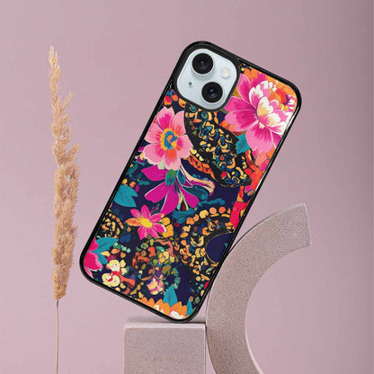 iPhone 15 Plus Case — Floral Snake Print, Unique Phone Case Design