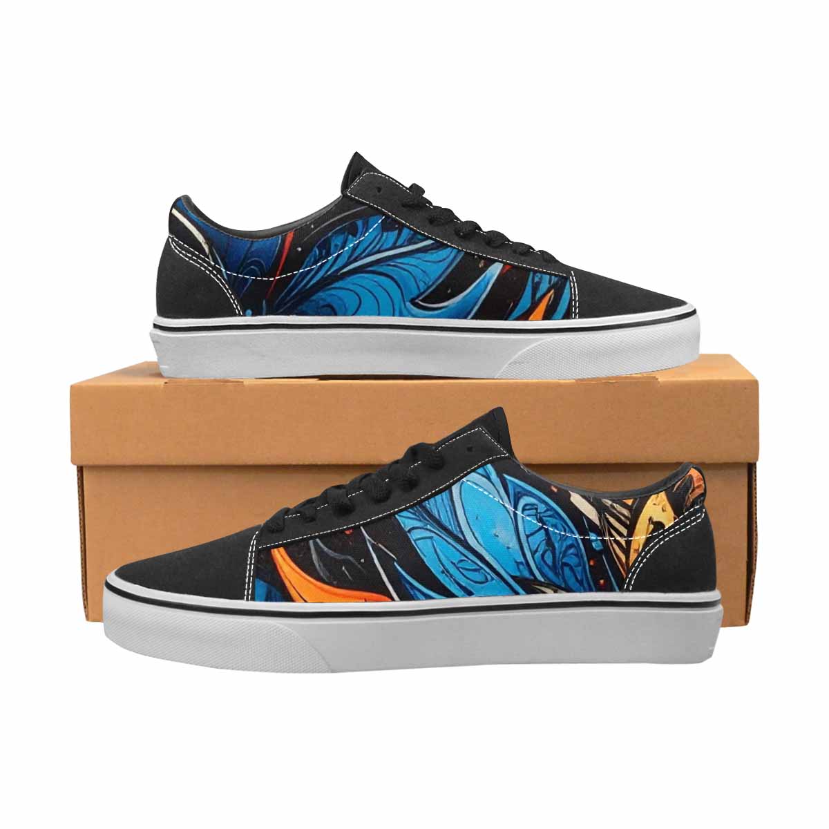WOMEN'S Flame Burst Lace-Up Canvas Vibrant Chaos Custom Sneakers