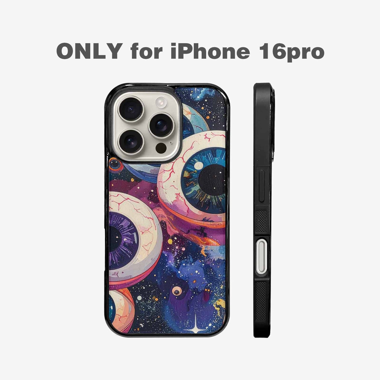 iPhone 16 Pro Case — Cartoon Eyeballs Galaxy Personalized Phone Cover, Custom Print Case Cover