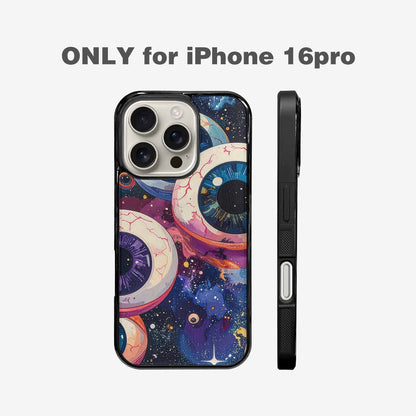 iPhone 16 Pro Case — Cartoon Eyeballs Galaxy Personalized Phone Cover, Custom Print Case Cover
