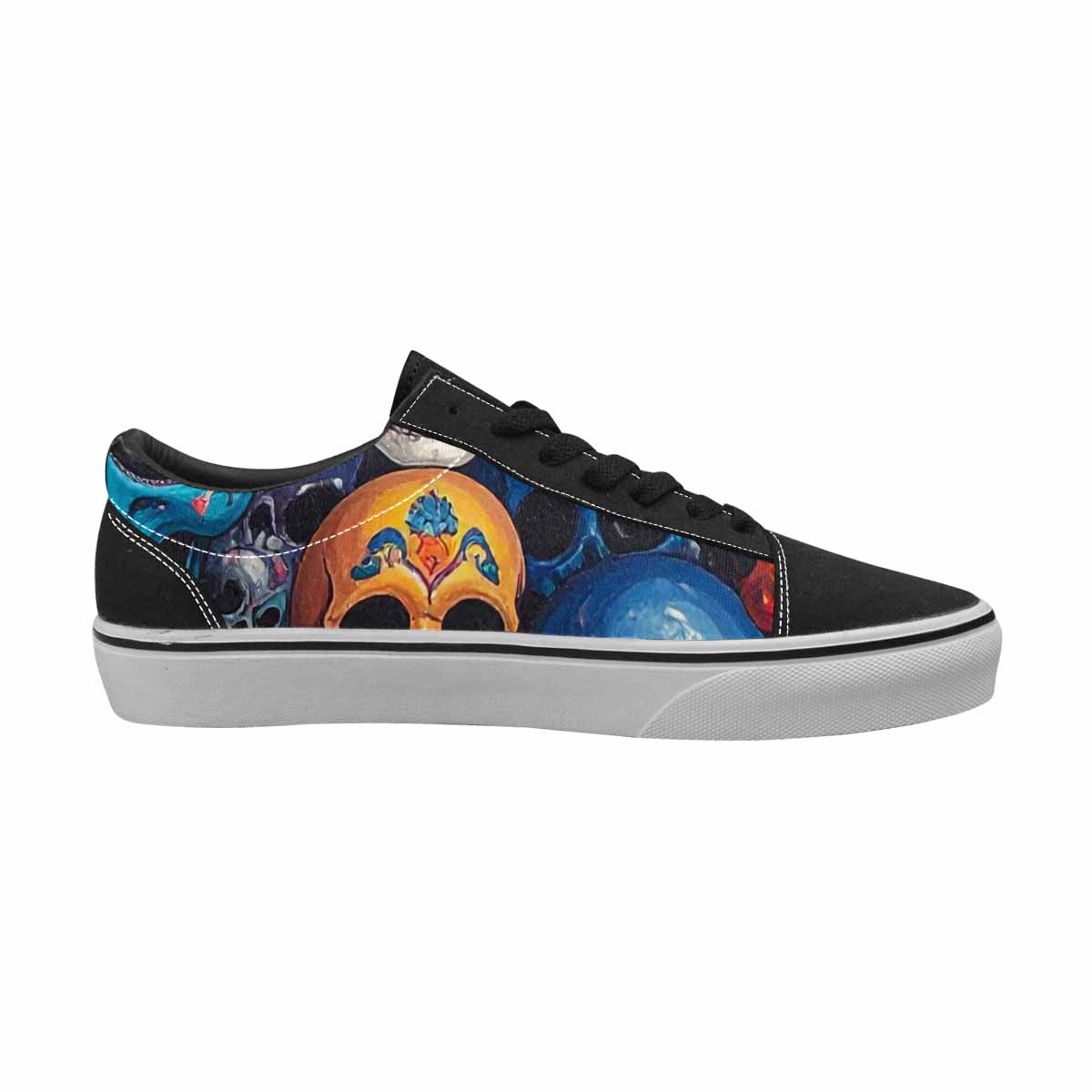 WOMEN'S Skulls (general) Skulls Lace-Up Canvas Vibrant Chaos Custom Sneakers