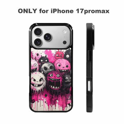iPhone 17 Pro Max Case — Monsters (general) Black &amp; Cartoon Cute, Custom Printed Phone Case