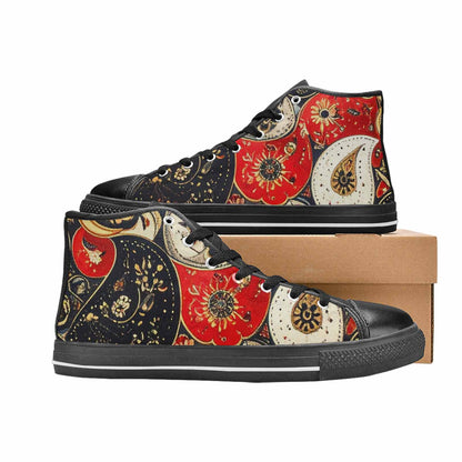 WOMEN'S Paisley Bandana High Top Canvas Wallpaper Art Custom Sneakers