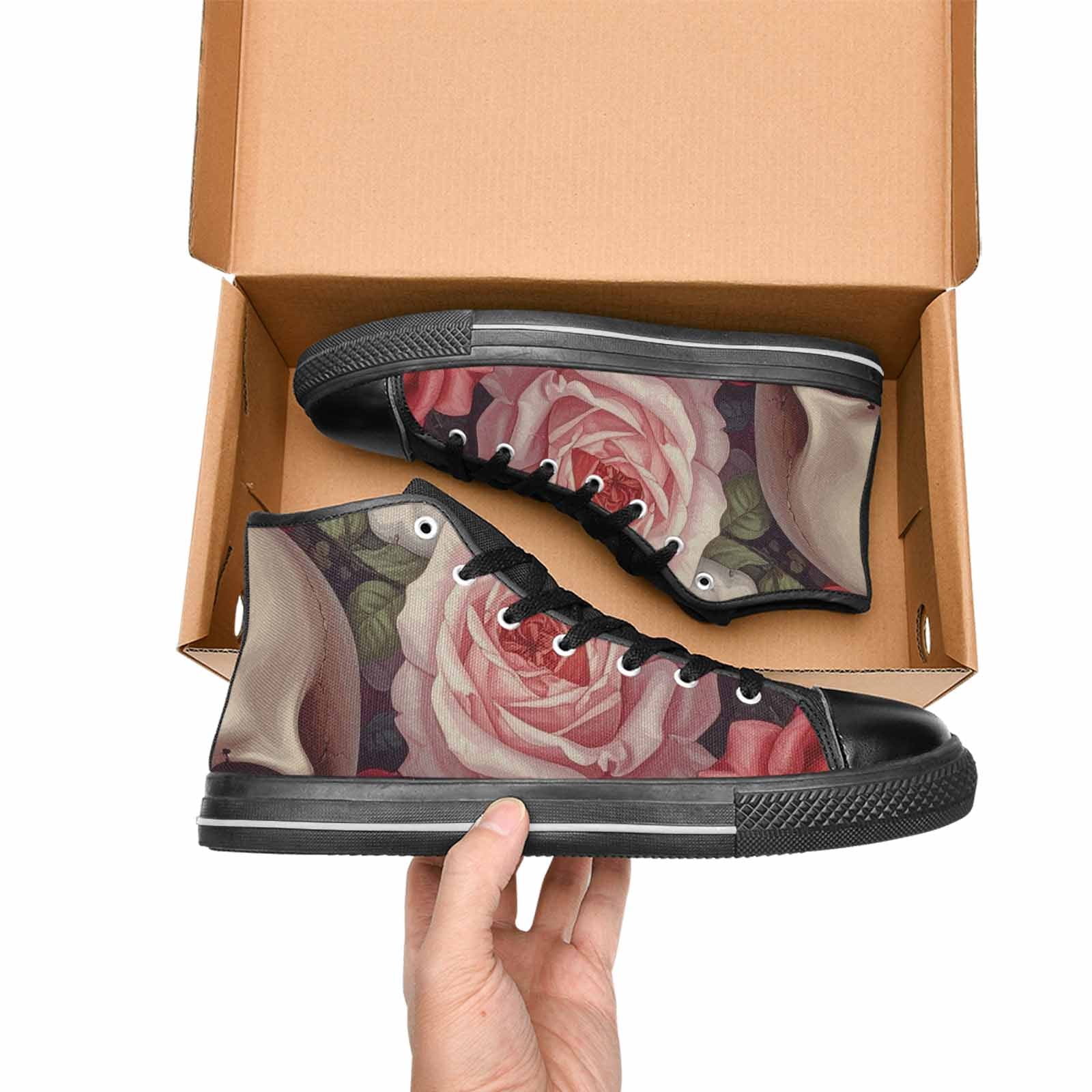 MEN'S Skulls Roses Soft Airbrush High Top Canvas Surreal Custom Sneakers