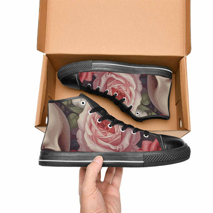 MEN'S Skulls Roses Soft Airbrush High Top Canvas Surreal Custom Sneakers