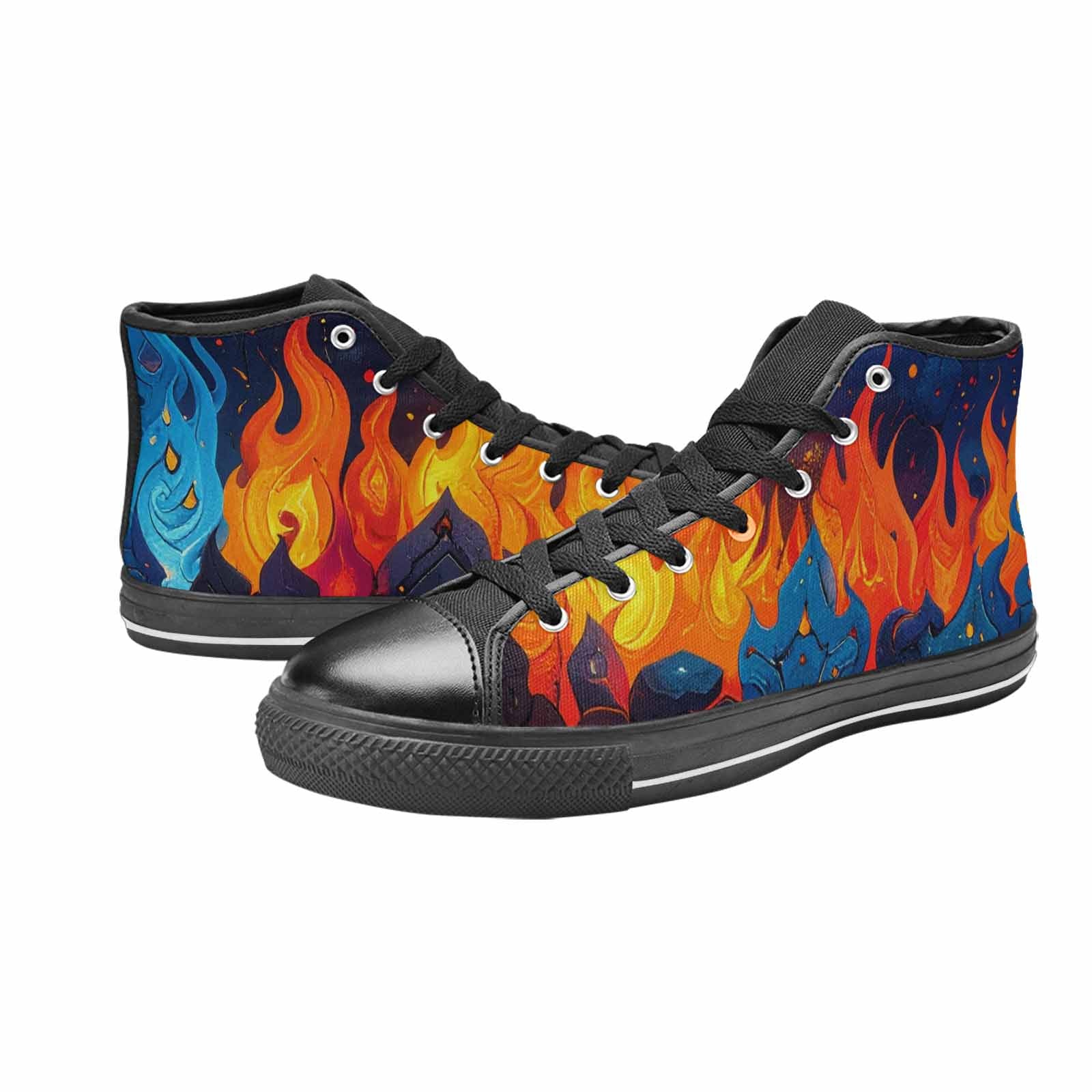 WOMEN'S Fire Flame High Top Canvas Dreamcore Custom Sneakers