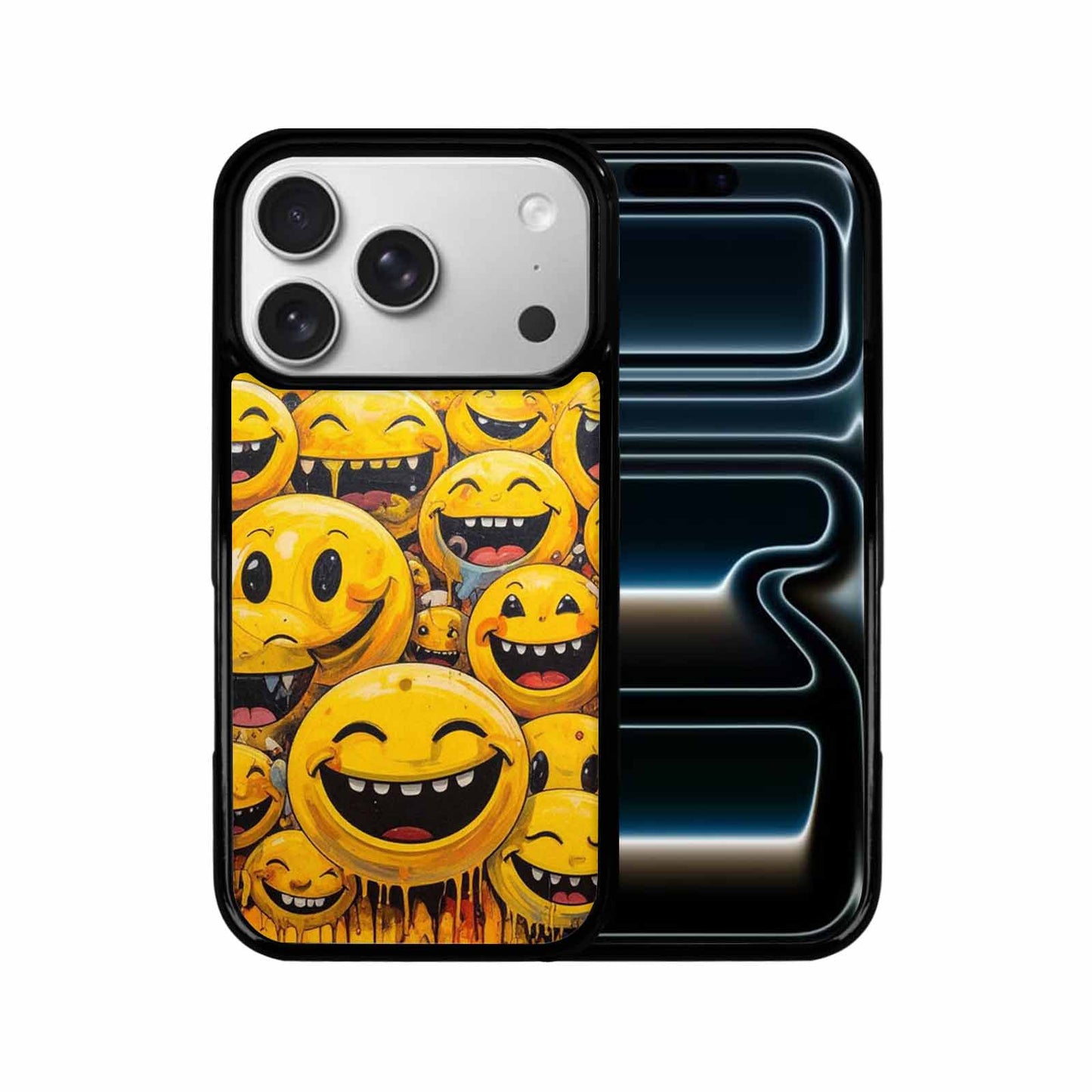 iPhone 17 Pro Case — Melting Moon Smiley Red Splatter Original, Custom Designed Case Cover